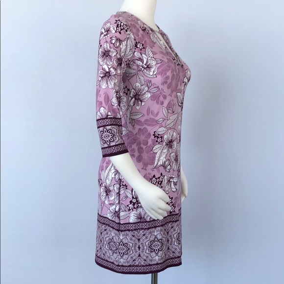 WHBM 3/4 Sleeve Floral Print Knit Shift Dress XXS - Picture 7 of 11